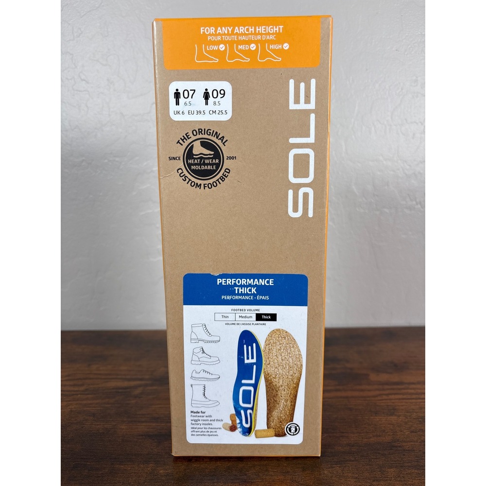 SOLE Performance Thick Custom Footbed Men 7 Women 9 Cork Insoles Blue